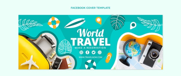 Free Vector flat design travel facebook cover