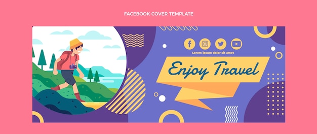 Free Vector flat design travel facebook cover