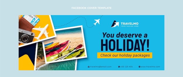 Free Vector flat design travel facebook cover