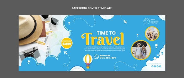 Free Vector flat design travel facebook cover