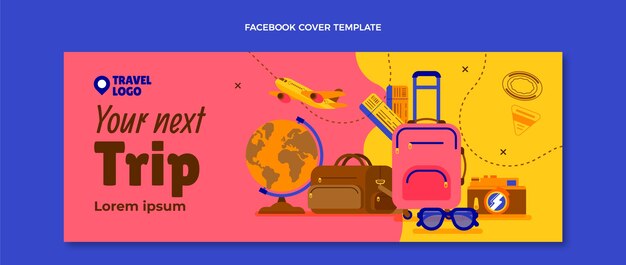 Flat design travel facebook cover