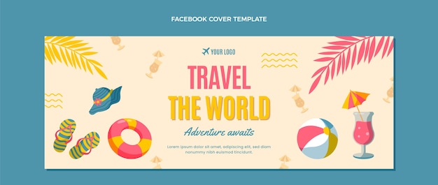 Flat design travel facebook cover