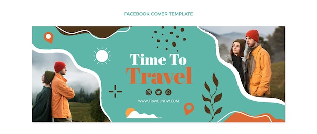 Free Vector flat design of travel facebook cover