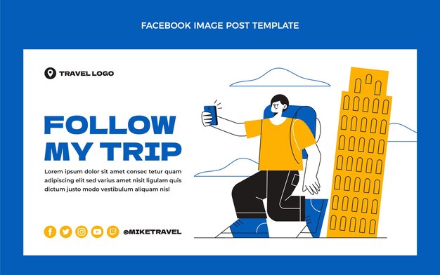 Flat design travel facebook post