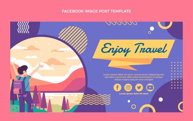 Flat design travel facebook post