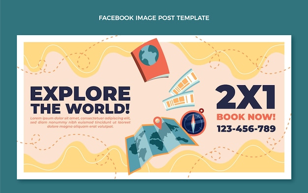 Flat design travel facebook post