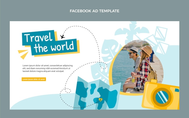 Free Vector flat design travel facebook template