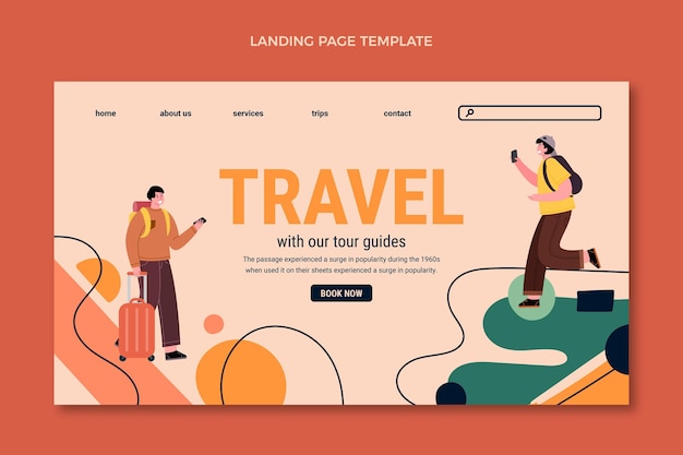 Flat design travel guides landing page