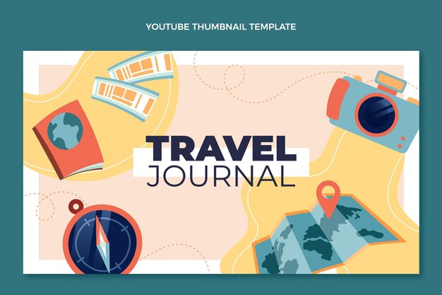 Flat design travel journal youtube thumbnail