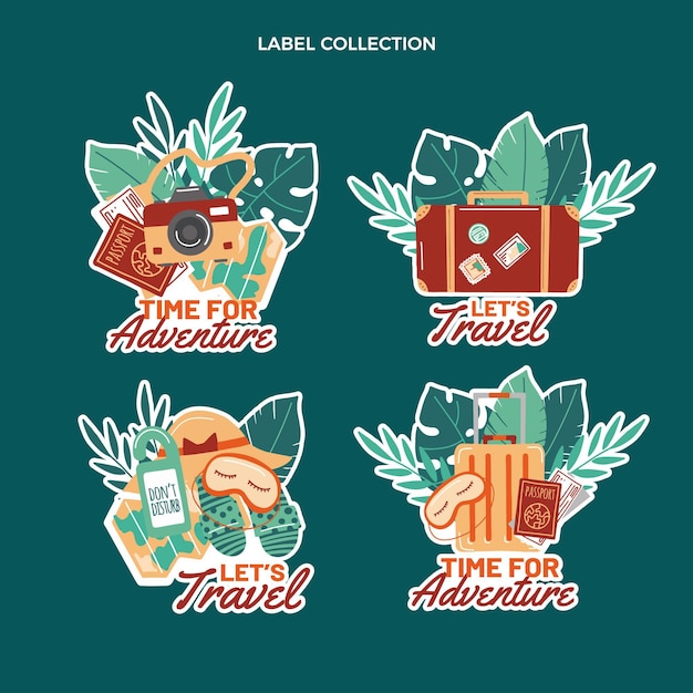 Free vector flat design travel labels