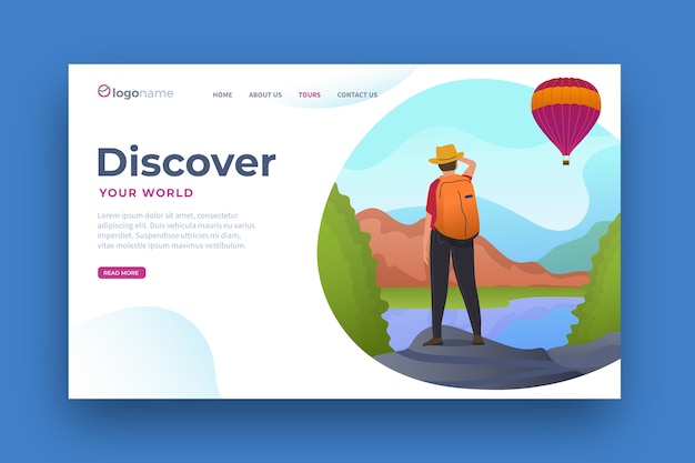 Flat design travel landing page template