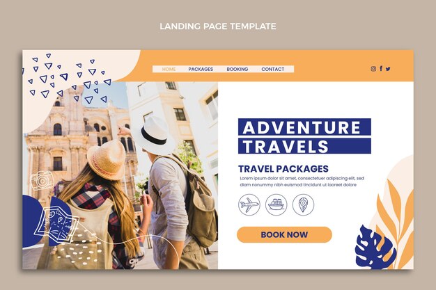 Flat design travel landing page template