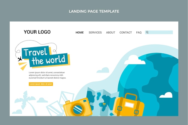 Flat design travel landing page template