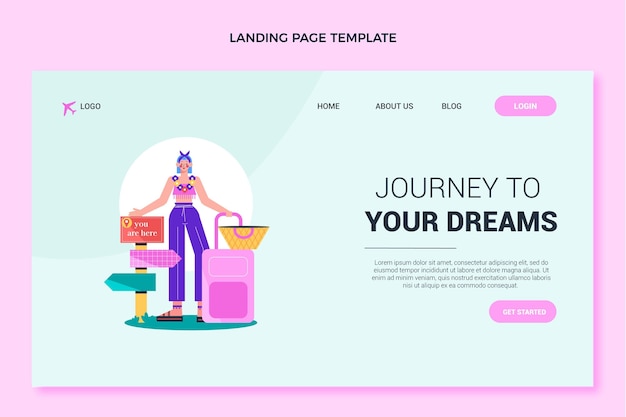 Free Vector flat design travel landing page template