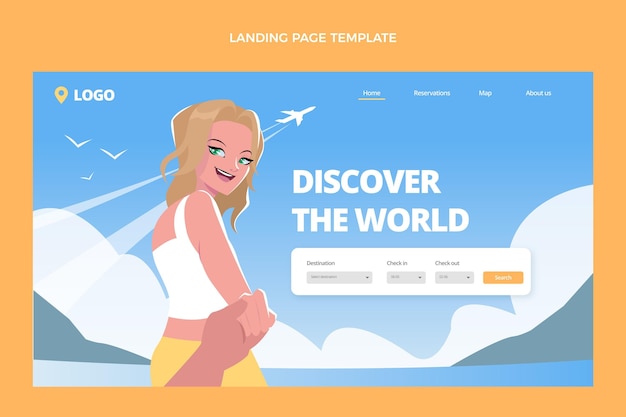 Free Vector flat design travel landing page template