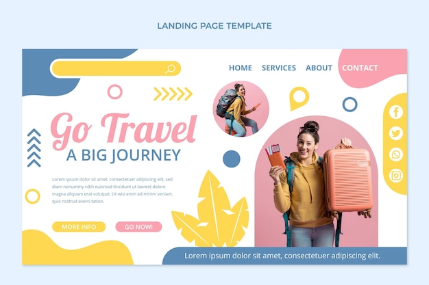 Flat design travel landing page template