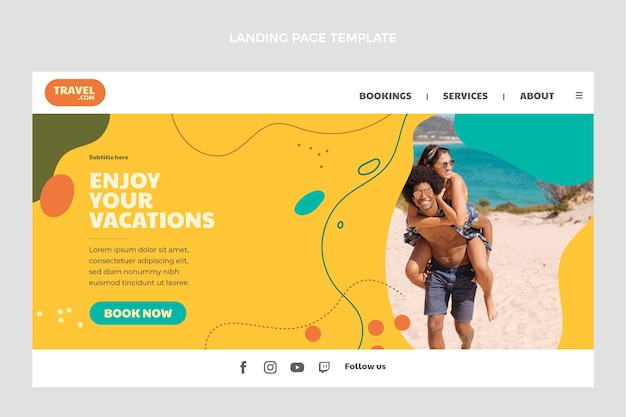 Flat design travel landing page template