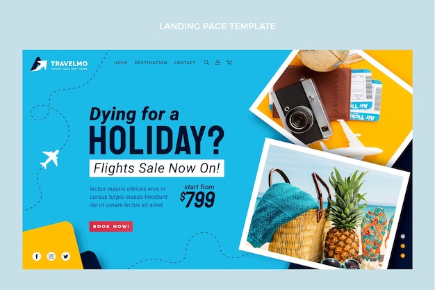 Flat design travel landing page