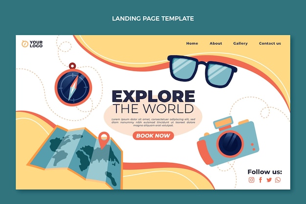 Flat design travel landing page