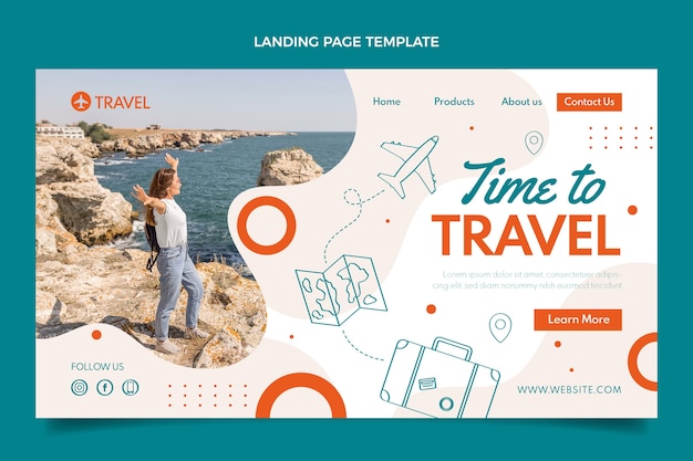 Flat design travel landing page