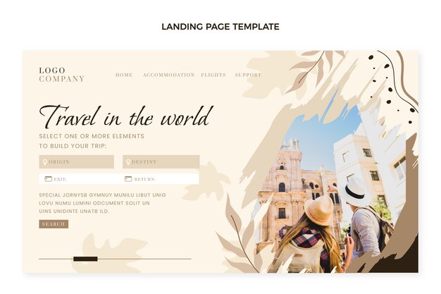 Flat design travel landing page