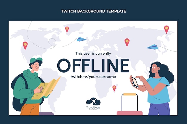 Flat design travel offline twitch background