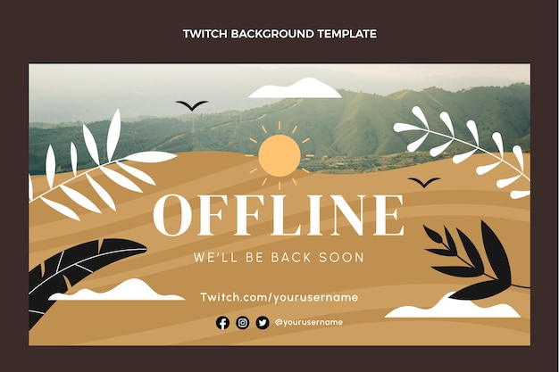 Flat design travel offline twitch background