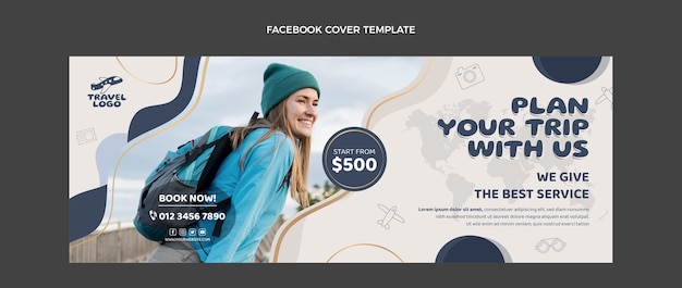 Free vector flat design travel plan facebook cover