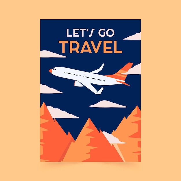 Flat design travel poster template