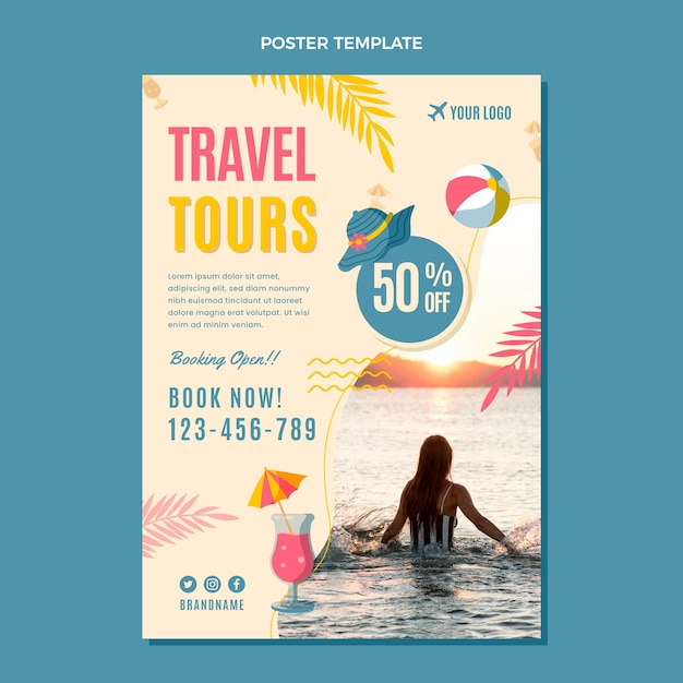 Flat design travel poster