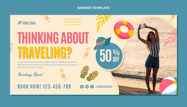 Flat design travel sale banner