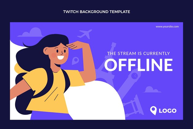 Flat design travel stream twitch background