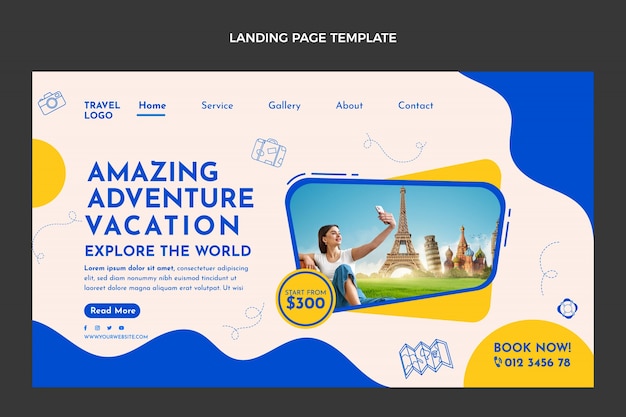 Free Vector flat design travel template of landing page