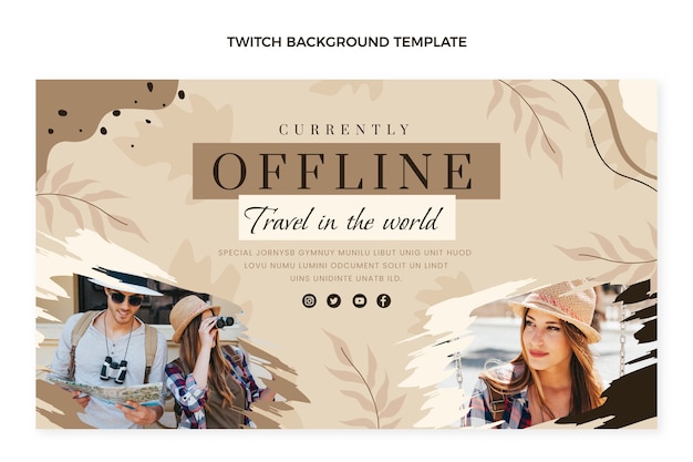 Flat design travel twitch background template