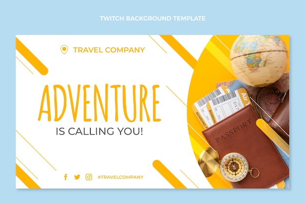 Flat design travel twitch background