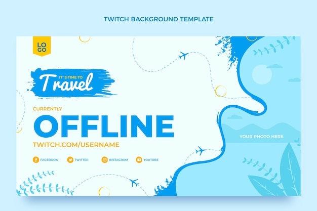 Free Vector flat design travel twitch background