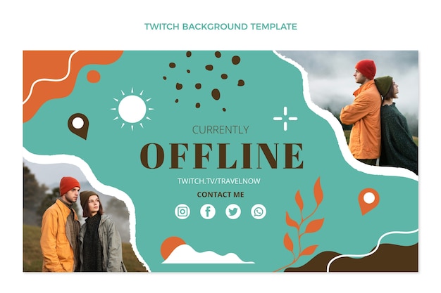 Flat design of travel twitch background