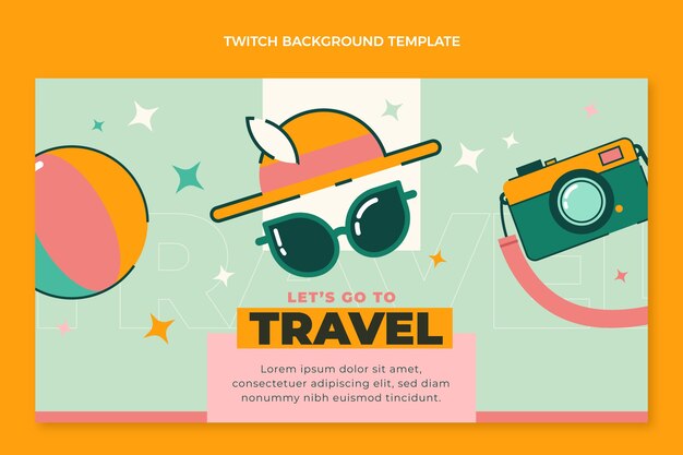 Flat design travel twitch background