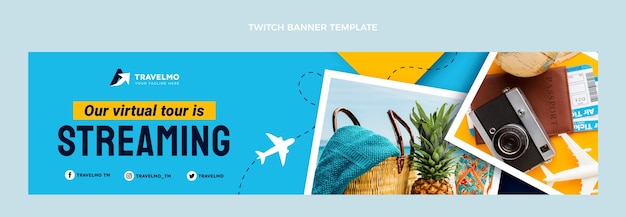 Free Vector flat design travel twitch banner