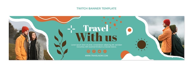 Free Vector flat design of travel twitch banner