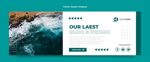 Flat design travel twitter header template