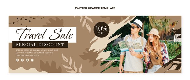 Flat design travel twitter header template