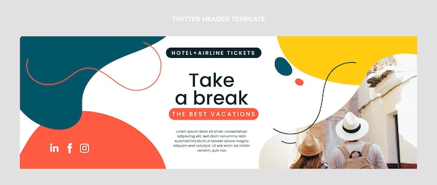 Free vector flat design of travel twitter header