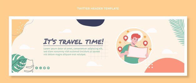 Flat design travel twitter header