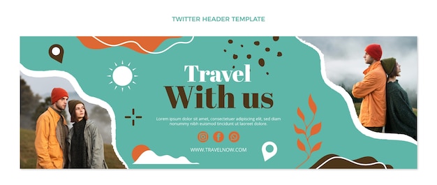 Flat design of travel twitter header