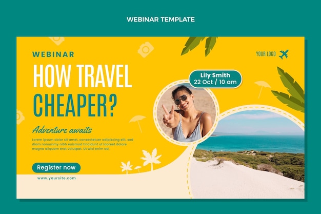 Flat design travel webinar template