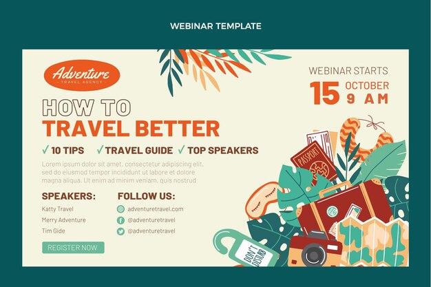 Flat design travel webinar template