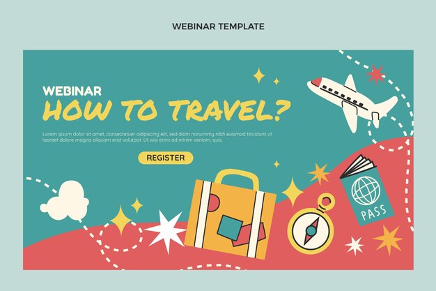 Flat design travel webinar template