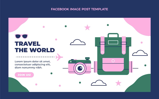 Flat design travel the world facebook post