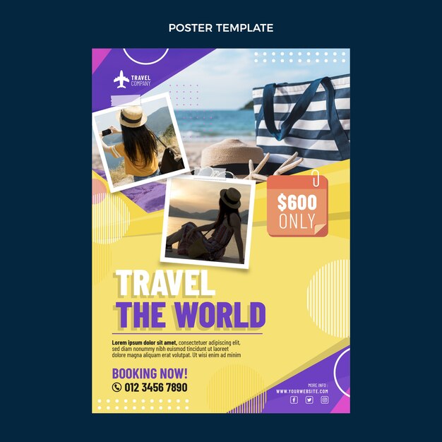 Flat design travel the world poster